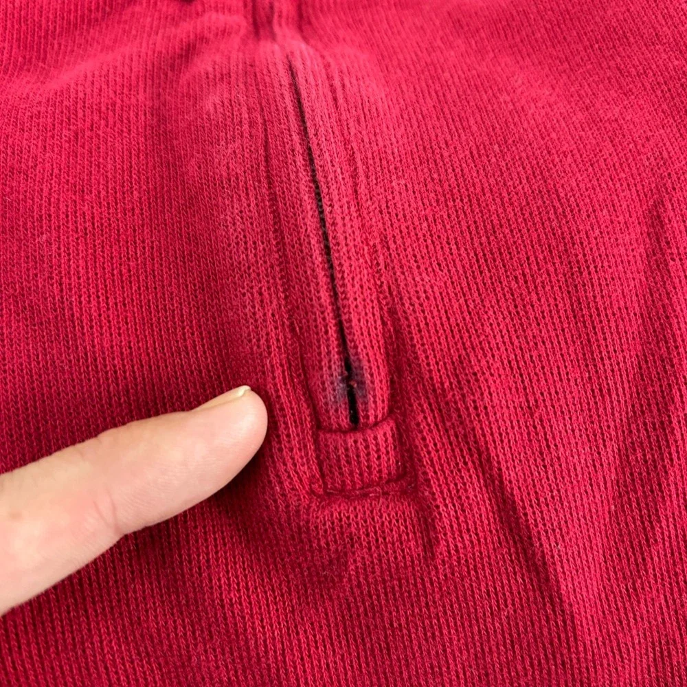 Polo Ralph Lauren Mens Red Cotton Estate‎ Rib Quarter Zip Pullover Sweatshirt XL